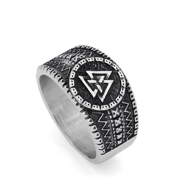 Mens Stainless Steel Norse Valknut Rune amulet Ring